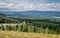 View of loch morlich and Glenmore Forest Park from a high point with a road leading to cairngorm ski resort