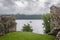 View of Loch Ness and castle ruins in Scotland