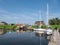 View of lock Zeesluis from Het Zool canal, Workum, Friesland, Netherlands