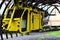 View of a locomotive of a mining train suspended under a rail, Landek, Ostrava, Czech Republic