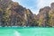 View of loh samah bay is snorkeling point at phi phi island, krabi Thailand