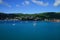 View of Long Bay, St. Thomas island, US Virgin Islands from water with multiple yachts and boats on the foreground