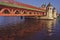 View on Long bridge in Szczecin, Poland. River Odra