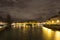 View of long exposed Seine river