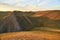 View of the Long Mountains Ridge. The beginning of the Ural mountains. Orenburg region.