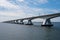 View on longest bridge in the Netherlands, Zealand bridge spans Eastern Scheldt estuary, connects islands of Schouwen-Duiveland