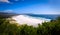 A view looking down at the beautiful white sand beach of noordhoek in the capetown area of south africa.2