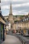 View looking down Claverton Street towards St Matts Church almost deserted due to Coronavirus pandemic in Widcombe, Bath, Somerset