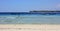 View looking east across water toward Gili Meno, from Gili Trawangan, Indonesia