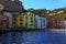 A view looking towards the shore of the marina Piccola, Sorrento, Italy in the early morning sunshine