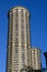 View looking up at the Westin Hotel Towers in downtown Seattle