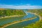 View from Lorelei cliff towards St. Goarshausen in Germany