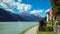 View on the lovely Lago di Poschiavo Graubunden, Switzerland