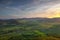 View from Lovos Hill. Sunset  in Central Bohemian Highlands, Czech Republic