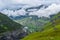 View of low-hanging clouds above Grindelwald from Mattenberg