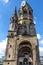 View from a low point of view at Kaiser Wilhelm Memorial Church, one of the most important sights of Berlin