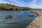 A view at low tide towards the harbour entrance at Lower Fishguard, South Wales