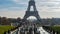 View of the lower part of the Eiffel tower in Paris, France