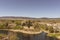 View of Lozoya river and Buitrago de Lozoya village. Sierra of Guadarrama. Madrid. Spain