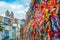 View of lucky ribbons tied around Igreja Nossa Senhora do Bonfim church