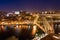 View of Luis I Bridge at Night in Porto