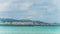 View from Luquillo beach in tropical Puerto Rico and white puffy clouds