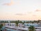 View of Luquillo during the sunrise. Residentail building near the beach