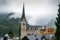 The view on Lutheran Church, Hallstatt village in the Austria