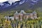 View of luxurious Banff Fairmont Springs Hotel, an historic landmark in Banff National Park, Alberta, Canada