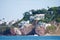 The view of the luxury mansions on top of the hill near Mazatlan, Mexico