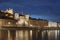 View of Lyon over the Saone river at night