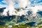 View of Lysefjord with clouds from Kjerag mountain, Norway