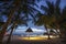 View of Mabul Island in the evening with a bamboo hut