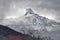 View of the Machapuchare peak, Fish tail top in Himalaya.