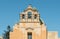 View of the Madrice church in the historic center of Favignana, one of the Egadi Islands in the Mediterranean sea of Sicily.