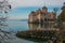 View of the magic castle of Chillon near Montreux on the Geneve lake, Switzerland