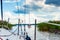 View from a main deck of sailboat on a lake. Summer vacations, cruise