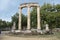 View of the main monuments and sites of Greece. Ruins of Olympia. Filipeion