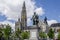 View of the main square of Antwerp surrounded by old buildings. Belgium