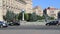 View of the main square of Ukraine and city Kiev - Maidan. People walk along the Independence Square, cars drive