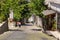 View of main street of historic town Gjirokasteron in Gjirokaster.