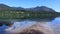 View of majestic mountains and mountain blue lake