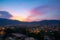 View of majestic sunrise over downtown Ampang, Kuala Lumpur