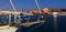 View of Malaga from Port in twilight