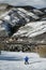 View of a man skiing down the slope in Vail Colorado, USA.