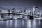 View of Manhattan and Brooklin Bridge by night, New York City