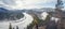 View of the Manskaya Loop in Krasnoyarsk. Winding frozen Mana river panorama, beautiful view of Siberian nature