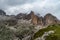 View from Mantel mountain peak in Dolomites mountains in Italy