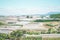 View of many greenhouses in Dalat. Dalat vegetable farms.