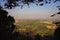 View of the Marche countryside through the forest Marche, Italy